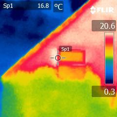 Thermal image showing heat and energy loss